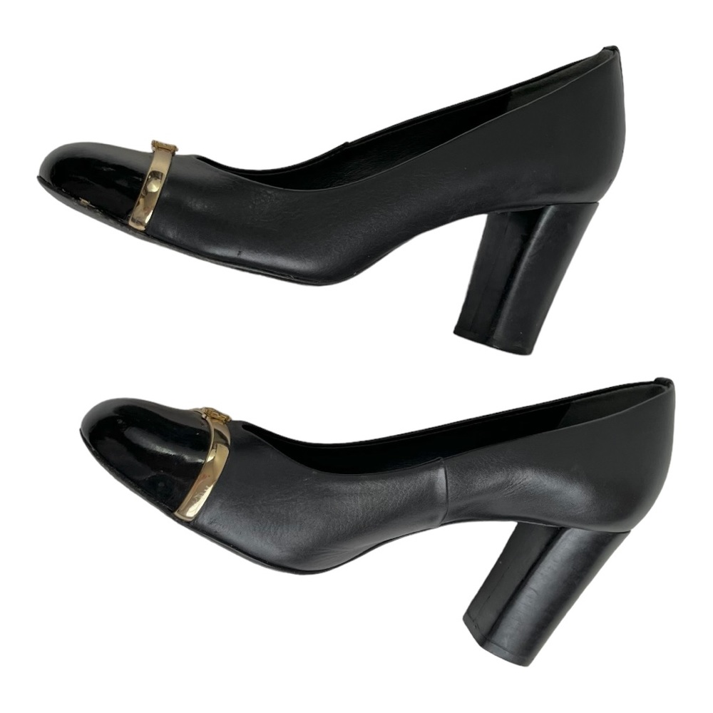 Tory Burch Black Heels with Gold Trim - Picture 3 of 8
